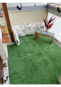 Resim Yeşil Protokol Halı Özel Kesim Kaymaz Tabanlı Balkon Halısı (428913235) 