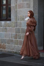 Resim BAHARYAMAÇLI Kadın Kahve Kayla Tesettür Abiye 