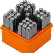Resim HORUSDY 37 parça Sayı ve Harf Damga Seti, 1/4" (6mm) Karakter Boyutu, A-Z ve 0-9 + Yıldızlar, Metal, Plastik, Ahşap, Deri Üzerine Damgalama Yapmak İçin Damga Vuruş Kiti, Saklama Kutusu Dahil 