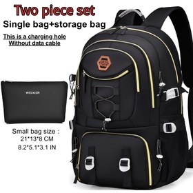 Resim Weixier Unisex Laptop Sırt Çantası Ayakkabı Bölmesi ve Çoklu Cep ile - Büyük Kapasiteli Ayarlanabilir Askılar, Dayanıklı Polyester, Seyahat, İş, Okul için İdeal - Şık Siyah ve Sarı Tasarım, Seyahat Sırt Çantası, İş Çantası, Spor Sırt Çantası, Güvenli Fermuar Kapatma 