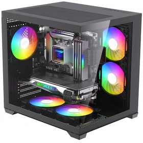 Resim Gamx Ares Akvaryum Cube 5x Tuştan Değişen Rgb Fan M-atx Gaming Bilgisayar Kasası 