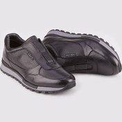 Resim Kürklü Hakiki Deri Siyah Erkek Spor Ayakkabı Siyah 