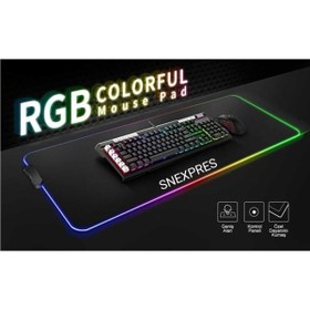Resim Everest Grup Mouse Pad Siyah Led Işıklı Rgb Mouse Pad 80x30 Mousepad 