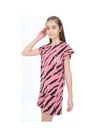 Resim Toontoy Kids Toontoy Kız Çocuk 2'li Takım Baskılı Bisiklet Yaka T-shirt & Beli Lastikli Şort Gül Kurusu 