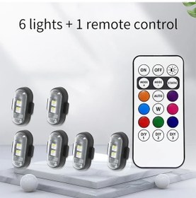 Resim Chuangyinshop 6'lı Usb Şarj Edilebilir Led Dekoratif Işıklar Rgb Uzaktan Kumandalı Ev Araç 