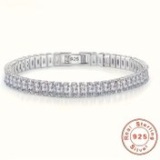 Resim 925 Gümüş Basit Şık Zarif Tam Taş Çivili Bileklik 