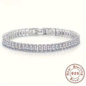 Resim 925 Gümüş Basit Şık Zarif Tam Taş Çivili Bileklik 