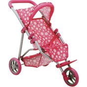 Resim 0663 Puantiye Desenli, 3 Tekerlekli ve Tenteli Oyuncak Puset - Sunman 