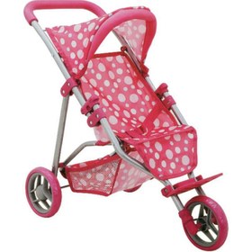 Resim 0663 Puantiye Desenli, 3 Tekerlekli ve Tenteli Oyuncak Puset - Sunman 