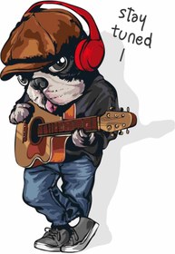 Resim UBGA GIFT Gıtarıst Bulldog 25 Cm Özel Tasarım Motor Kask Araba Duvar Stıcker Çıkartma 