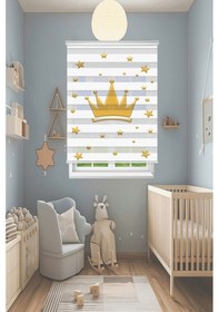 Resim Perdecizade Enxboy Gold Taçlıı Dijital Baskılı Zebra Perde-cocuk Odası-stor Perde Pz-3039 Renkli 