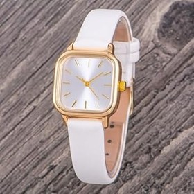 Resim Oleydi Beyaz Renk Deri Kordonlu Gold Renk Minimal Kadın Kol Saati ST-304363 