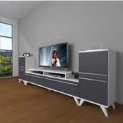 Resim Decoraktiv Ekoflex On2 Mdf Retro Tv Ünitesi Tv Sehpası - Beyaz - Antrasit 