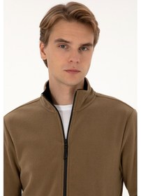 Resim U.S. Polo Assn. Erkek Regular Fit Haki Polar Örme Hırka 50313779-VR027 