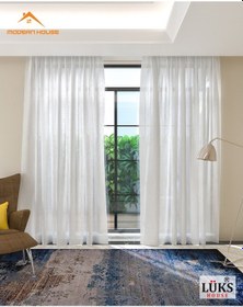 Resim Lüks Tül Perde Şantuk Keten Kırk Beyaz Rengi - Modern House 