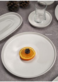 Resim 29 Parça 6 Kişilik Porselen Kahvaltı Takımı Pasta Sunum Seti - Be Beyaz 