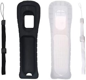 Resim Wii Uzaktan Kumanda için 2 adet Bilek Kayışı ile 2 adet Yedek Silikon Koruyucu Kılıf Kapak (Siyah ve Beyaz) 