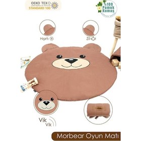 Resim Mordesign Bebek/çocuk Oyun Halısı, Yenidoğan Emekleme Pedi, Aktivite Oyun Matı, Morbear Serisi 100 X 100 Kahverengi 