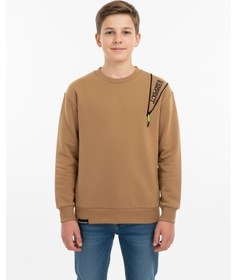 Resim Fermuarlı Respect Baskılı Siyah Erkek Çocuk Sweatshirt-90846 Kahverengi 