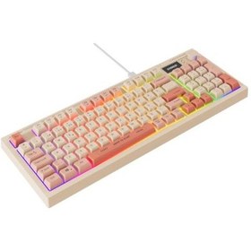 Resim Everest Kb-79 Sılent Pro Bej-pembe-turuncu Sessiz Rgb Q Membrane Oyuncu Klavyesi 