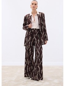 Resim Sateen Desenli Bol Paça Pantolon - Kahve-136491 Kahve 