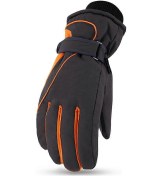 Resim Su Geçirmez Tam Parmaklı Eldivenler Kaymaz Kayak Eldivenleri Bilek Kayışlı Polar Astarlı Eldivenler Kışın Sıcak Kayak Eldivenleri 