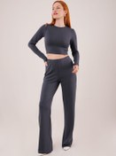 Resim Genel Markalar Fitilli Bluz Ve Pantolon Antrasit İkili Takım 