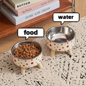 Resim Kedi Kasesi, Kaymaz Tabanlı, 13.5 Ons Kedi Su Kabı, Pet Besleme veya Su Kabı, Kedi ve Küçük Köpekler için Boyun Koruma için Uygun 