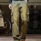 Resim Erkekler için Büyük Beden Kargo Pantolonları - Modaya Uygun Düz Bacaklı Kot Pantolonlar, Çoklu Cep, Bol Kesim, 3D Cep Tasarımı, Esnek Denim Kumaş, Anti-Yırtma ve Küçülme Direnci, Dış Mekan Yürüyüşü ve Günlük Giyim için, Rahat Giyim Pantolonları | Sokak Stili Pantolonlar | Dayanıklı Kumaş Kot Pantolonlar, BÜYÜK BEDEN 