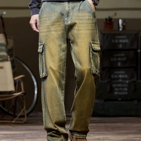 Resim Erkekler için Büyük Beden Kargo Pantolonları - Modaya Uygun Düz Bacaklı Kot Pantolonlar, Çoklu Cep, Bol Kesim, 3D Cep Tasarımı, Esnek Denim Kumaş, Anti-Yırtma ve Küçülme Direnci, Dış Mekan Yürüyüşü ve Günlük Giyim için, Rahat Giyim Pantolonları | Sokak Stili Pantolonlar | Dayanıklı Kumaş Kot Pantolonlar, BÜYÜK BEDEN 