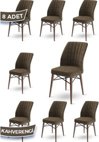 Resim Canisa Flex Serisi, Üst Kalite Mutfak Sandalyesi, 8 Adet Kahve Sandalye, Gürgen Ceviz Ahşap Ayak Sandalye Kahve Ayaklar Ceviz 