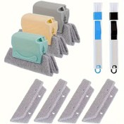 Resim 8 Parça Pencere Yuvası Temizleme Fırça Seti, 3 Yuva Fırçası, 2 Pencere Ray Fırçası, Faraş ve 3 Yedek Bez - Plastik Saplı Çok Bileşenli Yeniden Kullanılabilir Araç Kiti, Oturma Odası, Yatak Odası, Dış Mekan, Banyo, Mutfak için Uygun 
