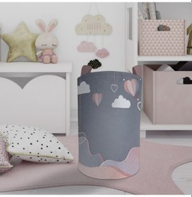 Resim Mekta Home Bebek Ve Çocuk Odası Kalp Ve Bulut Balon Desenli Oyuncak Sepeti Renkli Çok Renkli 