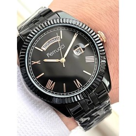 Resim Ferucci Rolex Model Çelik Kordon Takvimli Kadran 30 mt Suya Dayanıklı Erkek Kol Saati FEC.13029M05 
