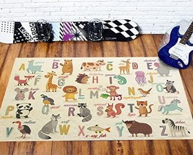 Resim Renkli Orman Oyun Halısı Modern Oyun Halısı Alfabe Halısı Çocuk Oyun Matı Oyun Paspası (100 x 150 cm) 