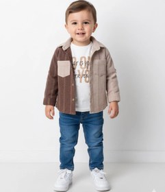 Resim Bontino Erkek Çocuk Casual 3'lü Takım - Kolu Katlanabilir Gömlek, %100 Pamuk Tişört ve Beli Ayarlanabilir Je 