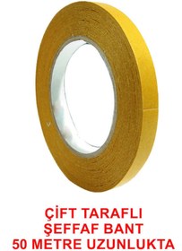 Resim Çift taraflı sarı bant 50 m. uzunlukta (25 mm - 2,5 cm eninde) 