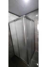 Resim Girayduşakabin 80x110 Parlak Profil Mika Köşe Girişli Kabin Gümüş 
