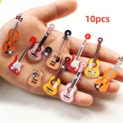 Resim 10 adet Akrilik Mini Gitar & Ukulele Süsleri - Canlı Çok Renkli DIY Takı Yapımı Kolye Bilezik Anahtarlık El Sanatları Malzemeleri, Hafif Dayanıklı Müzik Temalı Dekorasyonlar, Gitar Şeklinde Charm, Şeffaf Akrilik 