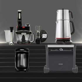 Resim Premium24 4'lü Elektrikli Çeyiz Seti Tost, Kahve, Çay Makinesi ve Blender Seti - Siyah 