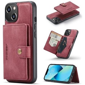 Resim İphone Uyumlu 14 Plus İçin Kılıf İş Çıkarılabilir Cüzdan Lüks 2'si 1 Arada İşlevli Manyetik 