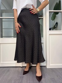 Resim A02552 beli lastikli kahve puantiye etek - 44 