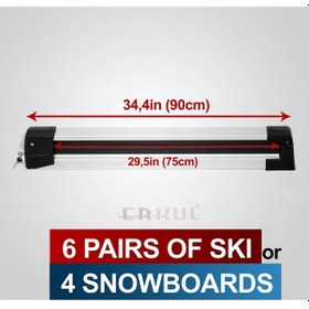 Resim Erkul Altılı Kilitli Araç Üstü Kayak ve Snowboard Taşıyıcı Gri 