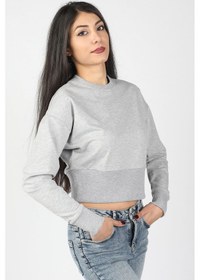 Resim Kadın Yarasa Kol Geniş Ribanalı Sweatshirt Gri 