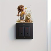 Resim 1 adet Sevimli Kız Anahtar Sticker, Banyo Yatak Odası Oturma Odası için Ev Dekorasyonu Çıkartması 