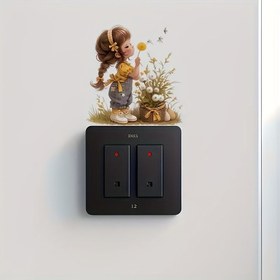 Resim 1 adet Sevimli Kız Anahtar Sticker, Banyo Yatak Odası Oturma Odası için Ev Dekorasyonu Çıkartması 
