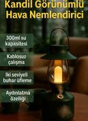 Resim esy teknoloji Kandil Görünümlü Hava Nemlendirici – LED Işıklı Kablosuz Aromaterapi Difüzör 300ml 