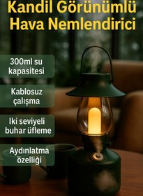 Resim esy teknoloji Kandil Görünümlü Hava Nemlendirici – LED Işıklı Kablosuz Aromaterapi Difüzör 300ml 