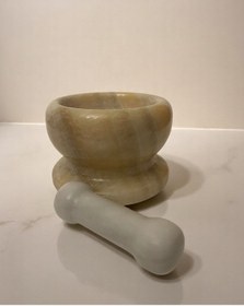 Resim Mermer Açık Renk Havan Sarımsak Döveceği Renkli 