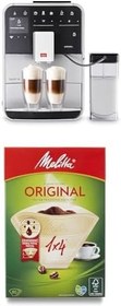 Resim Melitta Caffeo Barista T Smart Tam Otomatik Kahve Makinesi, IntenseAroma Fonksiyonu, İki Bölmeli Çekirdek Kabı, 1.8 L Kapasite, 1450W, Gümüş + Melitta Original 1x4 Filtre Torbaları, 80 Adet 
